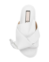 Белые кожаные сандалии на плоской подошве от N°21