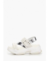 Белые кожаные сандалии на плоской подошве от Paolo Conte