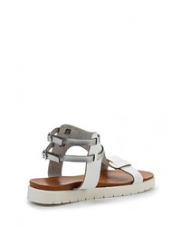 Белые кожаные сандалии на плоской подошве от Savannah