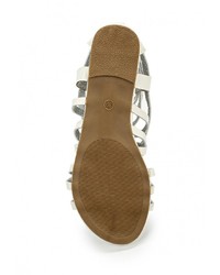 Белые кожаные сандалии на плоской подошве от Savannah