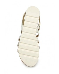Белые кожаные сандалии на плоской подошве от Savannah