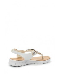 Белые кожаные сандалии на плоской подошве от Savannah