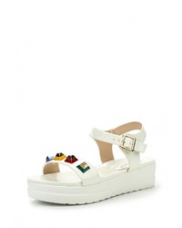 Белые кожаные сандалии на плоской подошве от Stephan