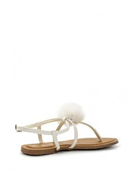 Белые кожаные сандалии на плоской подошве от Stephan