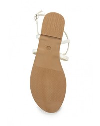 Белые кожаные сандалии на плоской подошве от Stephan