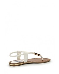 Белые кожаные сандалии на плоской подошве от Steve Madden