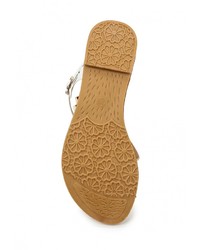 Белые кожаные сандалии на плоской подошве от Style Shoes