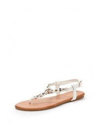 Белые кожаные сандалии на плоской подошве от Super Mode