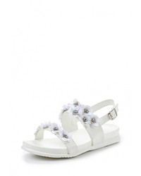 Белые кожаные сандалии на плоской подошве от Wellspring
