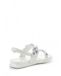 Белые кожаные сандалии на плоской подошве от Wellspring