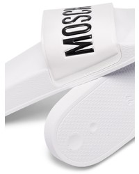 Мужские белые кожаные сандалии с принтом от Moschino
