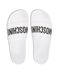 Мужские белые кожаные сандалии с принтом от Moschino
