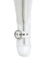 Белые кожаные сапоги от Miu Miu