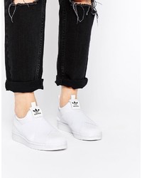 Женские белые кожаные слипоны от adidas