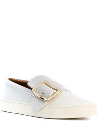 Женские белые кожаные слипоны от Bally