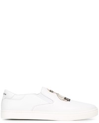 Мужские белые кожаные слипоны от Dolce & Gabbana