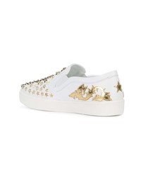 Женские белые кожаные слипоны от Philipp Plein