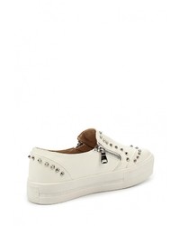 Женские белые кожаные слипоны от Flyfor