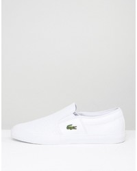 Мужские белые кожаные слипоны от Lacoste