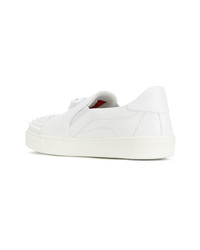 Мужские белые кожаные слипоны от Philipp Plein