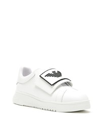 Мужские белые кожаные слипоны от Emporio Armani