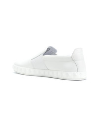 Мужские белые кожаные слипоны от Emporio Armani