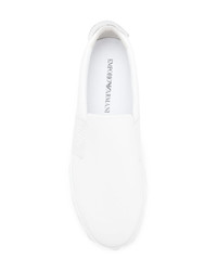 Мужские белые кожаные слипоны от Emporio Armani