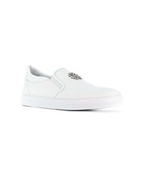 Мужские белые кожаные слипоны от Roberto Cavalli