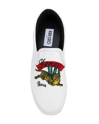 Женские белые кожаные слипоны от Kenzo