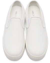 Мужские белые кожаные слипоны от Neil Barrett