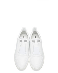 Мужские белые кожаные слипоны от Diesel