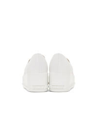 Женские белые кожаные слипоны от Miu Miu