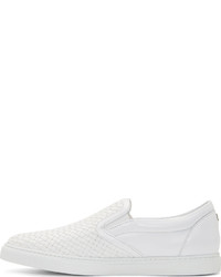 Мужские белые кожаные слипоны от DSQUARED2