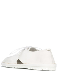 Женские белые кожаные туфли на шнуровке от Marsèll