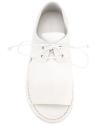 Женские белые кожаные туфли на шнуровке от Marsèll