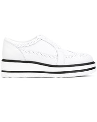 Женские белые кожаные туфли на шнуровке от Hogan