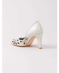 Белые кожаные туфли с вырезом от Sarah Chofakian