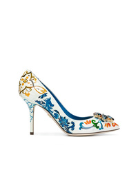 Белые кожаные туфли с принтом от Dolce & Gabbana