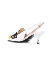 Белые кожаные туфли с принтом от Prada