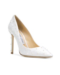 Белые кожаные туфли с украшением от Jimmy Choo