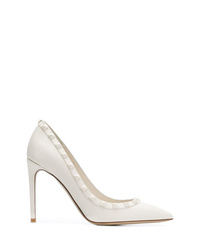 Белые кожаные туфли с шипами от Valentino