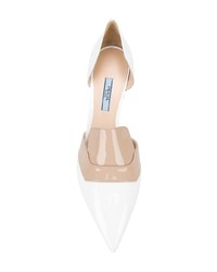 Белые кожаные туфли от Prada