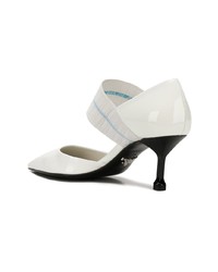 Белые кожаные туфли от Prada