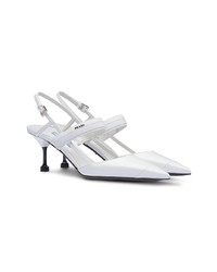 Белые кожаные туфли от Prada