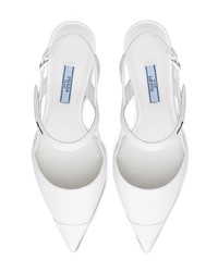 Белые кожаные туфли от Prada
