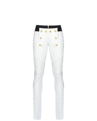 Белые кожаные узкие брюки от Andrea Bogosian