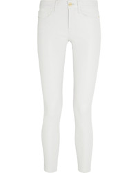 Белые кожаные узкие брюки от Frame