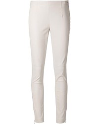 Белые кожаные узкие брюки от Kaufman Franco