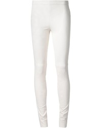 Белые кожаные узкие брюки от Plein Sud Jeans