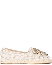 Женские белые кожаные эспадрильи от Dolce & Gabbana